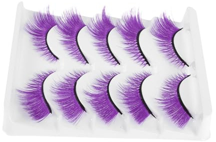 Beavorty 5 Pairs Colored False Eyelashes Natural Look Wispy Strip Lashes Reusable Artificial Eyelash Extensions for Halloween Party Stage Cosplay Makeup