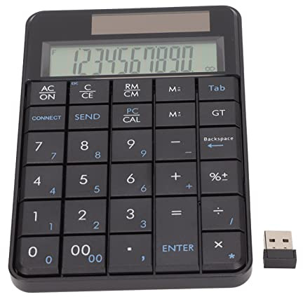 RASTKY Calculatrice Ergonomique à pavé Numérique sans Fil à 29 Touches avec Connexion USB 2,4 GHz, Conception Plug and Play, capacité à énergie Solaire, Idéale pour Les Ordinateurs Portables, Les
