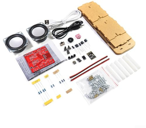 HavenlyCove Elektronisches DIY-Lautsprecher-Set, 2-K, Blauzahn-Stereo-Baugruppe mit MHM18-Modul und 8002-Chip, transparentes Design (mit Gehäuse)