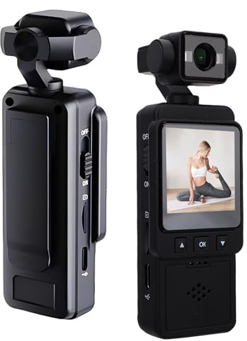 VBESTLIFE Telecamera Corpo HD 1080P, Mini Telecamera Tascabile Video e Audio con Rotazione a 360° per Sport All'aria Aperta, Bicicletta, Viaggi, Civili Personali