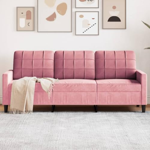 Owoxanthellate 3-Sitzer Samtsofa Rosa 197 x 77 cm mit Metallgestell Modernes Schlafsofa klein für Wohnzimmer Schlafzimmer Flur