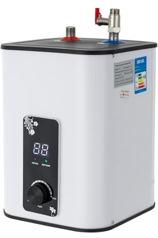 Mini Elektronischer Durchlauferhitzer, 1.5KW 220V Tankless Durchlauferhitzer mit 8L Fassungsvermögen Einstellbarer Temperaturbereich Warmwasserspeicher für Küchen Badezimmern Friseursalons