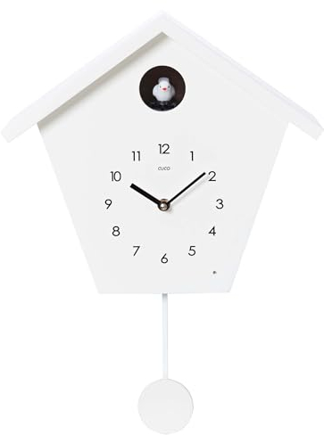 Cuco Clock Kuckucksuhr SCHWARZWALDHAUS 25 x 28,5 x 12cm, Pendeluhr Wanduhr, Moderne Schwarzwalduhr, Pendeluhr mit Nachtruhefunktion, Vogelgezwitscher, Vogelstimme