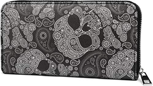 styleBREAKER Damen Geldbörse mit Totenkopf Paisley Print, Reißverschluss, Portemonnaie 02040118, Farbe:Schwarz
