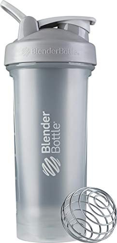 BlenderBottle Classic V2 - Botella mezcladora con bola de acero inoxidable, perfecta para batidos de proteínas, apta para lavavajillas, 830 ml, gris guijarro