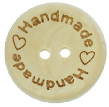 50 Stück Holzknöpfe natur handmade mit Herz 25mm, rund, 2-Loch Knopf Knöpfe aus Holz mit Herz-Muster zum aufnähen annähen nähen scrapbooking und Dekorationen