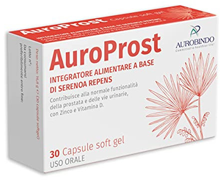 AuroProst Integratore Alimentare A Base Di Serenoa Repens con Zinco e Vitamina D | 30 Capsule Soft Gel