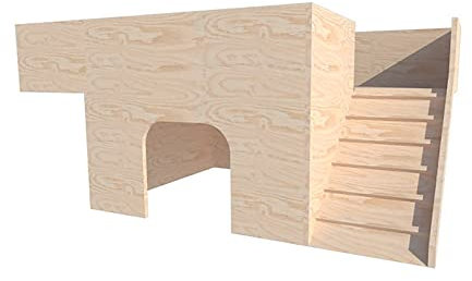 Generiq Kaninchenhaus mit zwei seitlichen Rampen, Versteck mit Rampen, Heimtrainer (Pink)