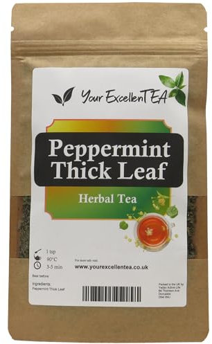 Peppermint Loose Leaf Tea (500g) Caffeine-Free Tea Herbal Mint Leaves Natural Full-Flavoured Infusion Long-Lasting Freshness Pure Aromatic and Tasty, Resealable Pouch
