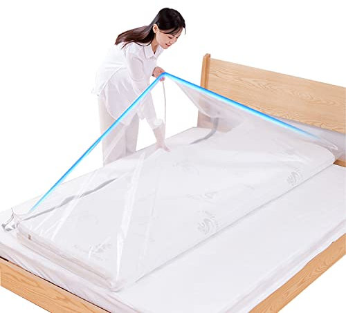 Grandi sacchetti sottovuoto impermeabili sigillabili per materasso con chiusura a vuoto, con cerniera, riutilizzabili, comprimere il materasso dell'80%, senza pompa per vuoto (220x100 cm)