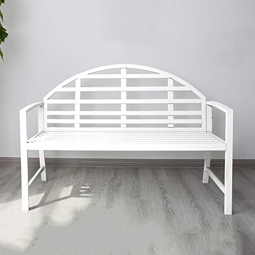 ZMYJTO Produkte Parkstuhl Outdoor Metall Doppelstuhl mit Rückenlehne Armlehne Kissen Terrassenbank Heimtextilien Freizeithocker für Veranda/Park/Hof