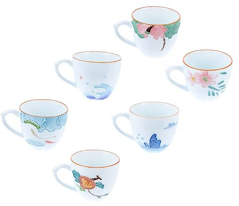 RORPOIR 6stücke Kunstvolle Teetassen Aus Keramik Teiliges Handgezeichnet Für Teeveranstaltungen Für Grünen Tee Und Oolong Retro Stil Für Zuhause Und Büro