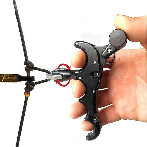COYEUX Bogenschießen-Auslösehilfen, Bogenschießen-Auslöser, um 360° drehbarer Daumenauslöser, 4-Finger-Trigger-Daumenbogenauslöser, für Compoundbogen-Jagd-Bogenschießen