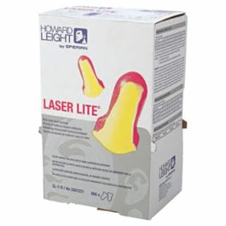 Honeywell Ll-1-D Laser Lite Disposable Earplugs, Foam, Magenta/Yellow, Uncorded, Dispenser Box (500 Count)