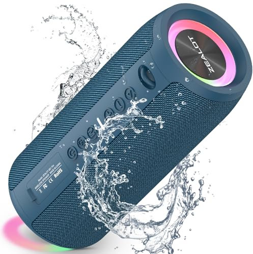 ZEALOT Bluetooth Lautsprecher mit Licht,Musikbox Tragbarer Blueooth Box,40W kraftvoller Stereo,Dual Pairing,AUX-Anschluss,USB,Micro SD/TF, Bluetooth 5.2 und IPX6 wasserdicht