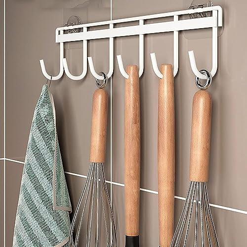 Soporte for utensilios de cocina, barra for colgar en la cocina, barra for cocina con 4 ganchos, soporte for utensilios, colgador for tazas de té for utensilios de acero inoxidable (tamaño: 21 cm) ( C