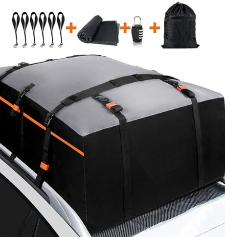 Wasserdichte Auto-Dachgepäck-Tragetasche, 50 Kubikmeter, strapazierfähige Auto-Reisetasche, inklusive Türhaken/extra Riemen/Anti-Rutsch-Matte