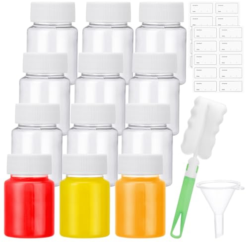 Partideal 12 Pack Plastic Juice Bottles with Lids 60ml Leakproof Wide Mouth