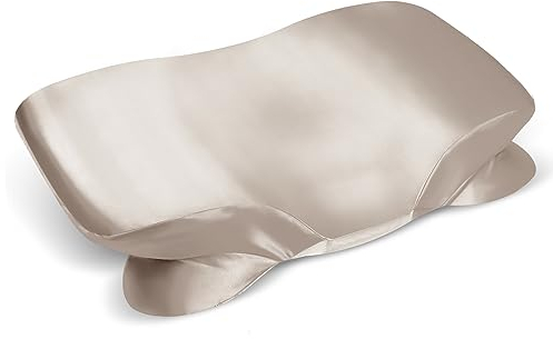 Satén Funda para Almohada de Espuma Viscoelastica, Satin Funda para Almohadas Ergonómico, Suave, con Cremallera Invisible, Color Champán
