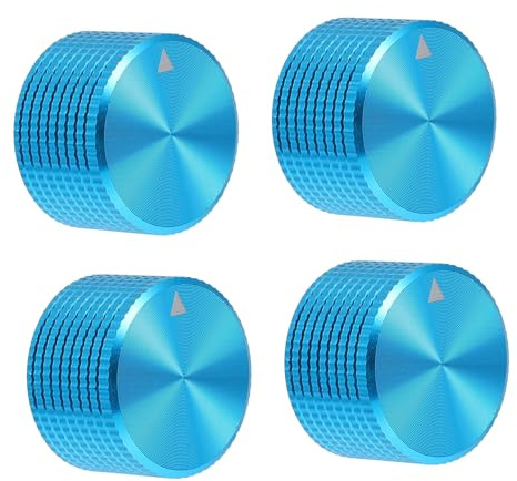Metall Drehreglerknopf 4 Stück für E-gitarre, Bass, Blau 6 Mm | Legierung, Robustes Ersatzteil für Verstärker, 25x15, 5mm, Passendes Zubehör für Instrumente
