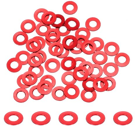 sourcing map Lot de 50 rondelles plates M3 en aluminium anodisé, rondelles à tête fraisée de 3 mm de diamètre pour vis RC/FPV/PC/drone/accessoires mécaniques (rouge)