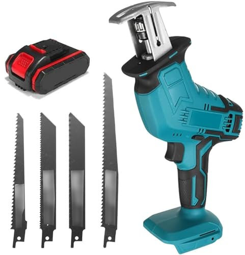 GALPBBCADE Sierra de Sable Sin Cable Portátil Sierra Eléctrica a Batería con Corte de Alta Eficiencia Cambio de Cuchilla Sin Herramientas para Cortar Huesos de Carne Tocino y Cerdo,B,1 Battery