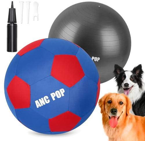 ANC POP Herding-Ball für Hunde und Pferde, ca. 50 cm, Ball mit Handpumpe, Blau und Rot