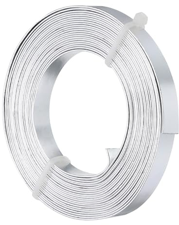 PATIKIL 16,4 fot platt aluminiumtråd, anodiserad aluminiumtråd böjd 20 gauge 5 mm bred för smyckestillverkning, silverton