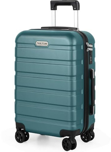 TANTOMI Handgepäck Koffer, Reisekoffer Hartschalenkoffer, Koffer & Trolley Handgepäck mit Passwortsperre, Hartschale Suitcase mit 4 Rollen(Helles Dunkelgrün)