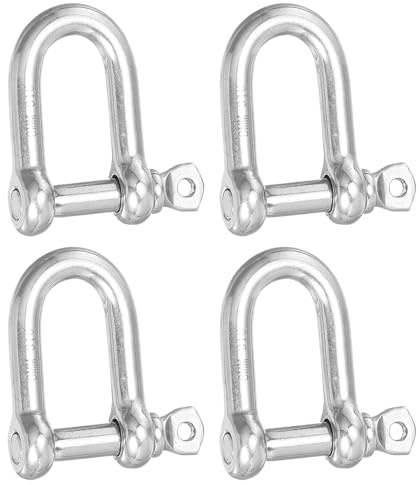 PATIKIL Schraube Bolzen Schäkel M8 5/16 882lbs 4Stk 316 Edelstahl D Ring Schäkel für Ketten Draht Seile Draußen Silber