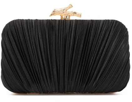 Syrads Bolso de mano mujer Bolso de noche Bolso de mano plisado con cadena para fiesta de bodas