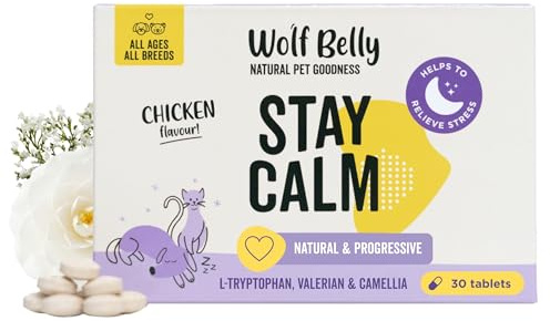 Wolf Belly - Beruhigungsmittel für Hunde und Katzen (30 STK.) | Baldrian und L-Tryptophan, Beruhigt in Stresssituationen, Entspannend, Natürliche und sanfte Wirkung, Hergestellt in Europa