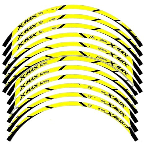 Dekorative Radaufkleber Für Ya&maha Für X&max Für & 125 250 300 Motorrad Rad Reflektierende Aufkleber Roller Felge Streifen Band Zubehör Wasserdicht Radnabe Reflektierende Streifen(Yellow)