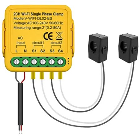 Sefdrert Tuya WiFi Smart Power Meter with Current Transformer Sensor Clamp 80A Energy Meter,2CH