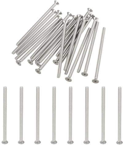 PATIKIL #8-32 x 3 Tornillos de Cabeza Plana, Paquete de 20 Tornillos de Acero Inoxidable 304 Avellanados Planos Tornillos de Máquina de Unidad Hexagonal Rosca Completa UNC Grado 6.8