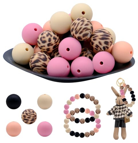 50 st 15 mm silikonpärlor för nyckelringstillverkning, färgglada armband pärlor silikonpärlor bulk runda pärlor för armband pennor hantverk smyckestillverkning (5 färger)