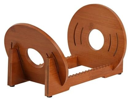 Hengrongshen Schallplattenständer, CD-Form Vinyl Halter mit Anti-Rutsch-Pads, Schallplatten Halter aus Holz, LP Ständer Vinyl Regal bietet platz für bis zu 50 Schallplatten - Hellbraun