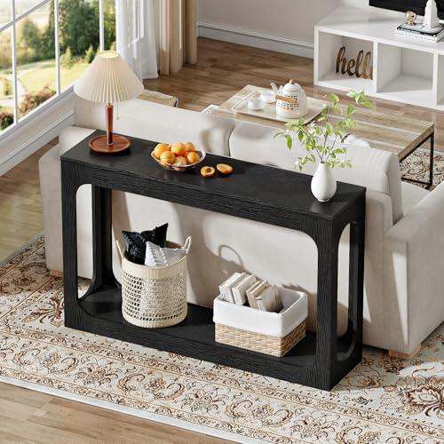 CHOEZON 47.2 Long Console Table, Entryway Table, Hallway Table, 2-Tier Behind Couch Table, Corridor Decor Stand, Narrow Rectangular with Storage for Living Room, Entry, Hallway, Black MXG03BB
