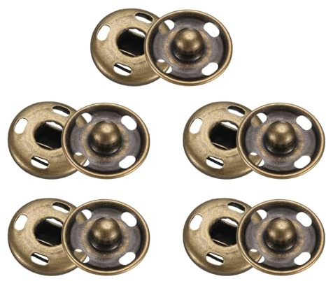 QUARKZMAN 5 set sömbara tryckknappsset, 15 mm sytillbehör metallknappar, pysselknappar, ersättningsknappar, syknappar för jacka, kläder, jeans, väskor, plånbok, handväska, knappar, brons