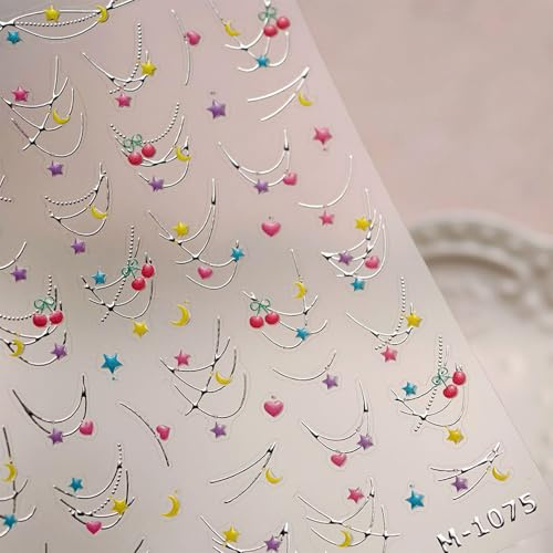 JMEOWIO 3D Nagelsticker Süße Nagelsticker Kinder Nail Art Sticker Selbstklebend Nagelaufkleber 5D Stereoskopisch Dekoration Nageldesign Zubehör 1 Blatt