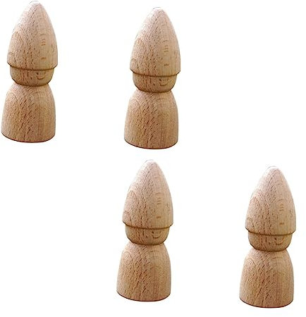 Homoyoyo 4stücke Naturbelassene Holzpuppen Unbemalt Diy Holzspielzeug Kreativität Für Junge Mädchen Bastelset Holzfiguren Für Jungen Und Mädchen Umweltfreundlich