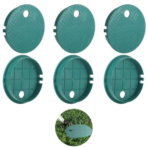 6-Pack Plastic Green Valve Box Lids for Sprinkler Systems, 5.5 Id, 6 Od Replacement Covers for Underground Water Meters