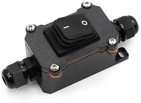 Leloco IP67 Kabelschalter Wasserdicht für Außenbereich, 16A 220V Schnurschalter mit Schwarzem Knopf, Robuster Schalter ohne Beleuchtung für Garten, Werkstatt, Baustelle