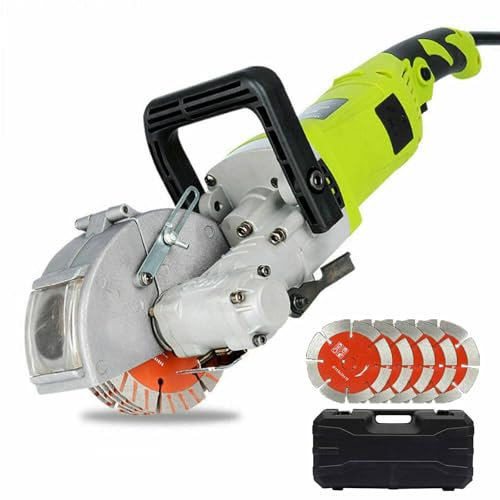 PPLDABNK Rainureuse Murale De Précision, Largeur Réglable De 0 À 37 Mm, Rainure À Angle Mort De 360 ​​°, avec 5 Lames Remplaçables (115 Mm), Machine De Découpe De Rainures Murales 4 000 W.,Green