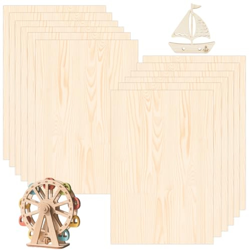 12 Sheet Pack of Plywood Sheets,420×300mm Basswood Sheets,2mm Thick Balsa Wood Sheets,Natural Unvarnished Wood Panels,Suitable for DIY,Model Making,Handicrafts,Painting,Carving and Home Decoration.