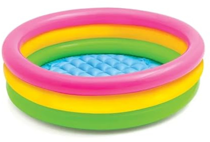 Piscina Hinchable Piscina Inflable de Tres Anillos con Base de Burbujas Redonda, Juego de Pesca, Arena, Olas, Pelota Bob, Parque acuático(Three-Ring Pool 130cm)
