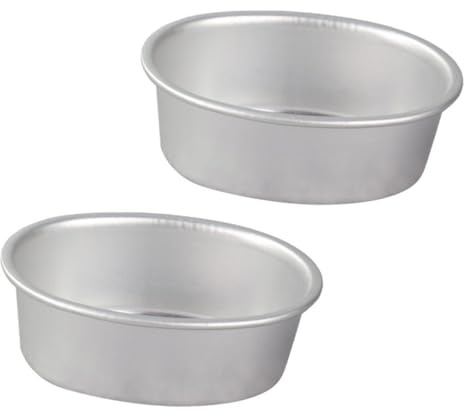 2 Piezas Moldes Ovalados de Aleación Aluminio para Tarta de Queso | Horno, Superficie Antiadherente y Lisa, Fácil Desmolde, Plata, Panadería y Pastelería