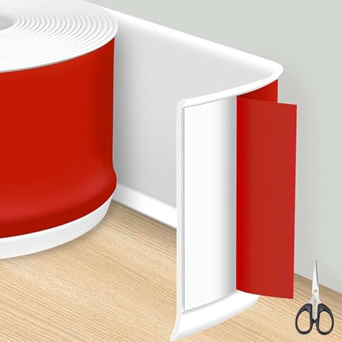 Flexible Skirting Board - 3mx10cm Self-Adhesive PVC Baseboard Wall Base Molding Trim, Plastic Skirting Board Covers, Molding Trim, Caulk Strip Beading for Laminate Flooring Wall Corner Edging Strip