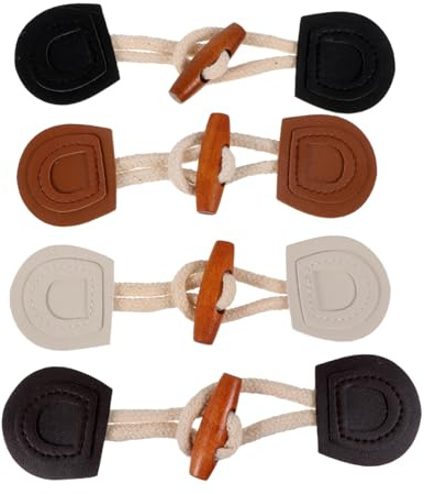 Angoily 4 Paar Holz Knebelknöpfe aus Horn für Mäntel und Pullover Langlebig Dekorativ Modisch und Vielseitig für Winterbekleidung zum Nähen und Selbstgemacht