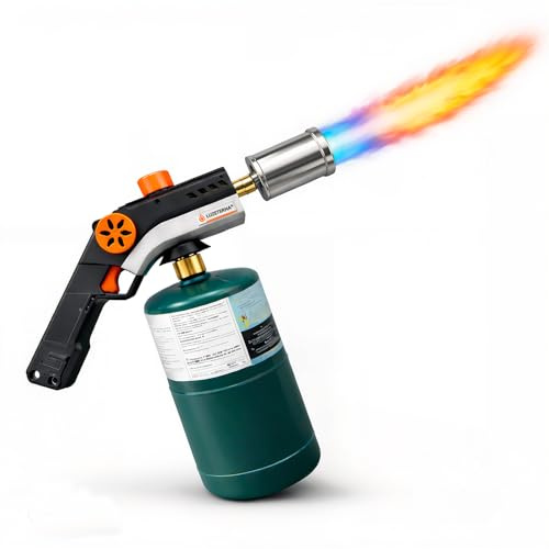 LUZETERNA High Output Propane Torch Gun for Cooking & Searing - Heavy Duty Adjustable Flame Blow Torch Head for Sous Vide, Charcoal BBQ Grill & Soldering (Tank Not Included)